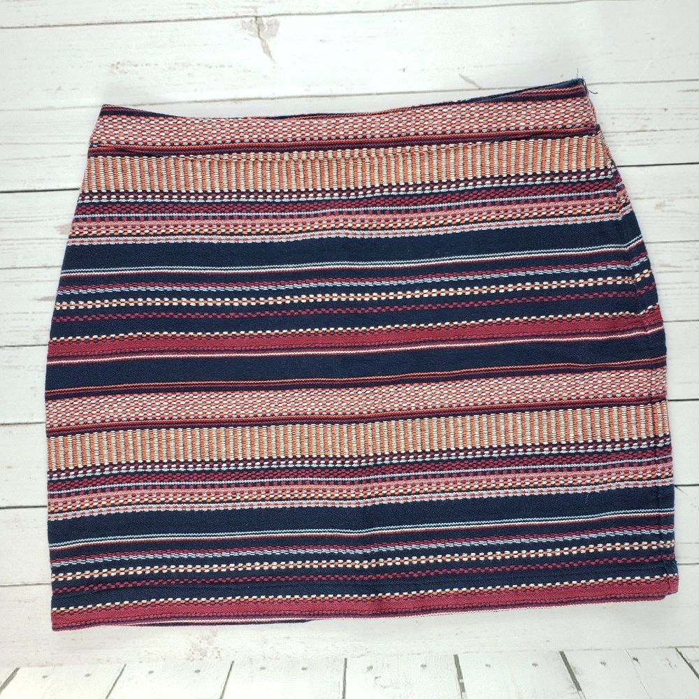 Hollister Multi Woven Stripe Boho Mini Skirt 3